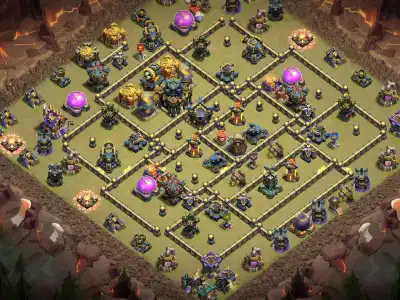Layout TH17 War Base with Tough Core Pathing and Copy Link