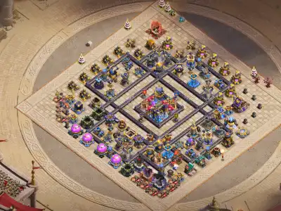 Layout TH18 War Base with Central Core and Anti Air Spread