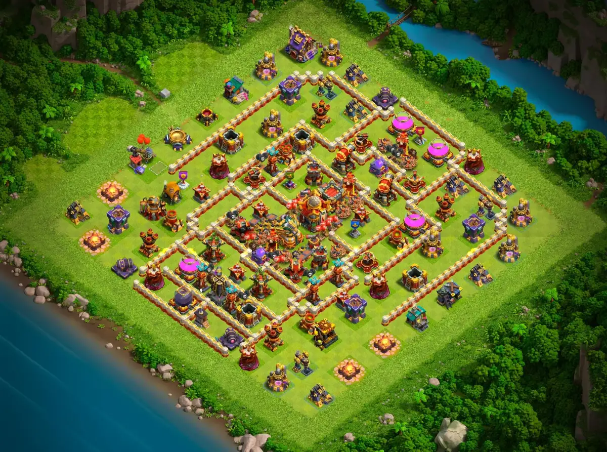 TH16 Anti 2 Star War Base Layout for Clash of Clans