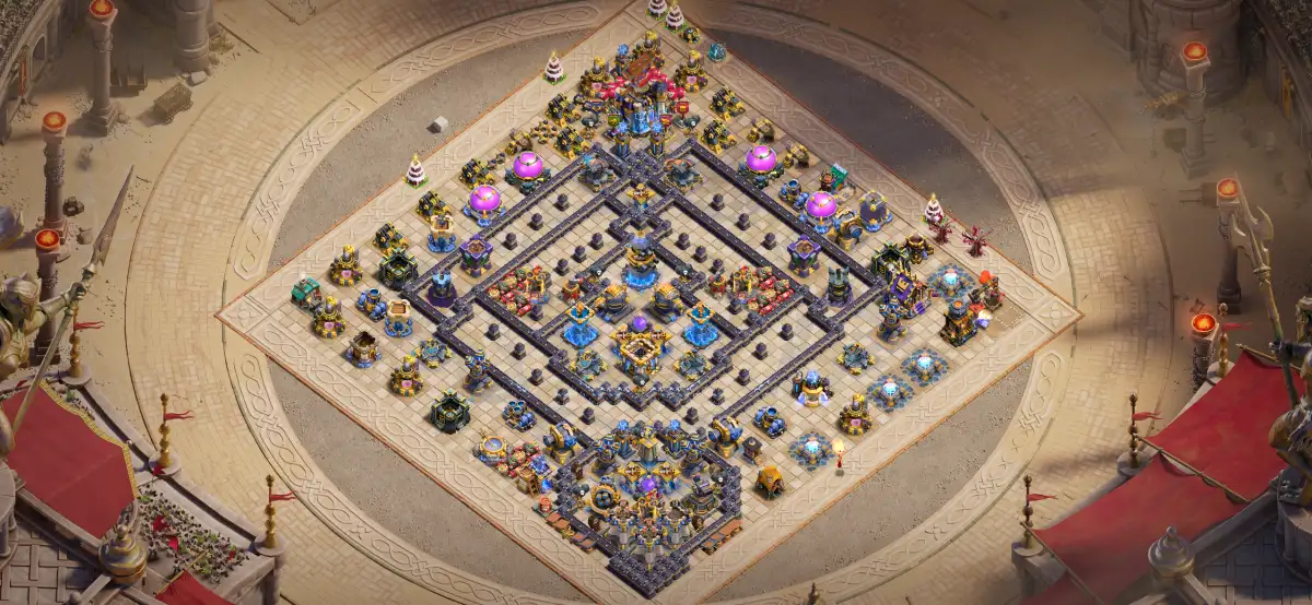 TH18 War Base with Split Core and Isolated Town Hall