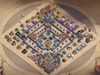 Layout TH18 War Base with Split Core and Isolated Town Hall