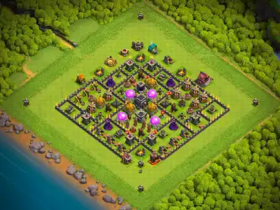 Layout TH9 Anti 2 Star Hybrid Base Layout for Clash of Clans
