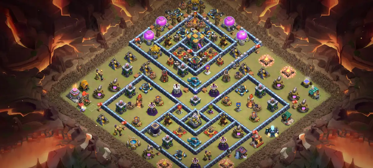 TH14 War Base for Clash of Clans with Anti 3 Star Ring