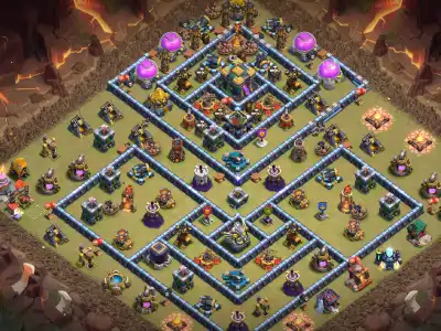 Layout TH14 War Base for Clash of Clans with Anti 3 Star Ring