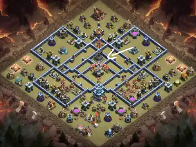 Layout TH13 War Base Anti 3 Star Ring for Clash of Clans