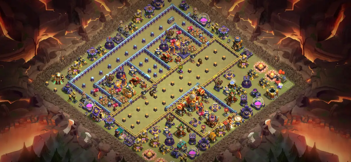 TH16 War Base – Legend Ring with Trap Core, Anti 3 Star