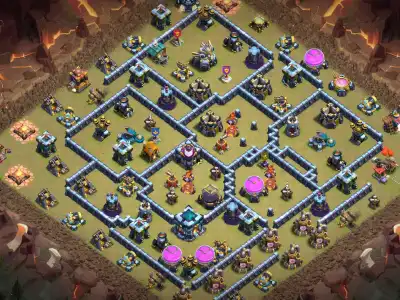 Layout TH13 War Base Anti 2 Star | Clash of Clans Copy Link