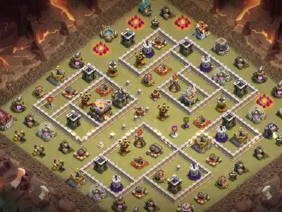 Layout TH11 War Base for CoC with Split Inferno Pathing