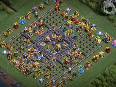 Layout TH18 Anti 2 Star Base with Central Town Hall