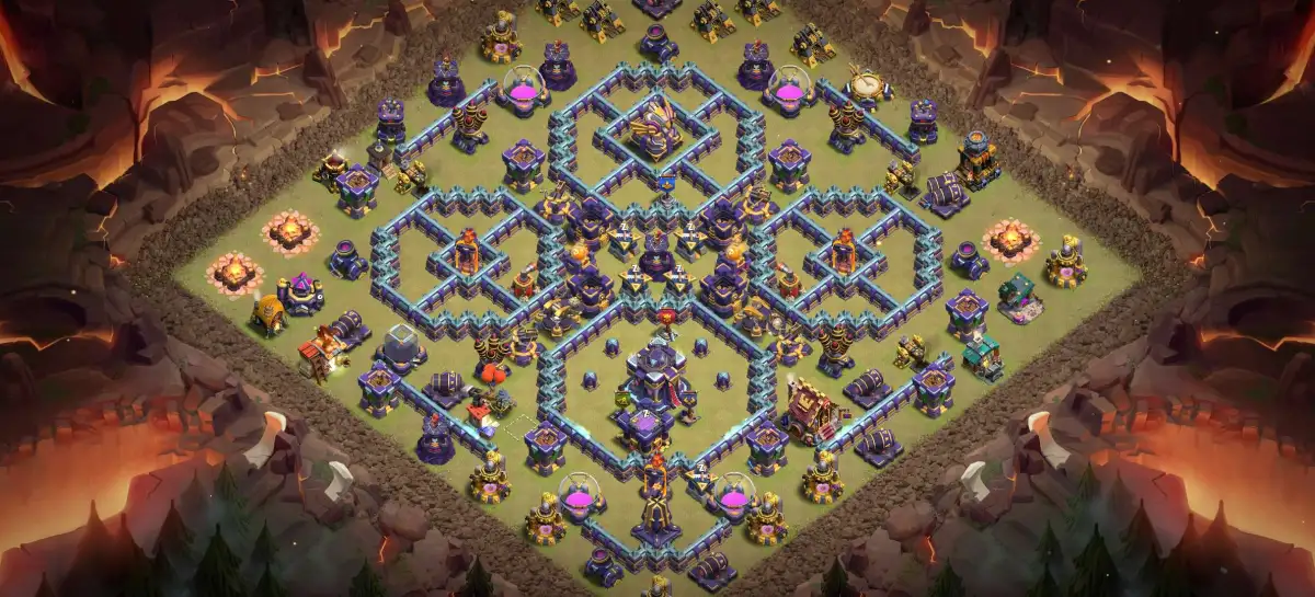 TH15 War Base Anti 3 Star Ring Layout with Copy Link