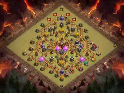 Layout TH10 War Base Anti 3 Star Layout for Clash of Clans