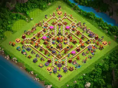 Layout TH16 Anti 2 Star War Base Layout with Tough Core Pathing