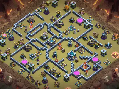 Layout TH13 War Base Anti 3 Star vs Electro Dragon | CoC Bases