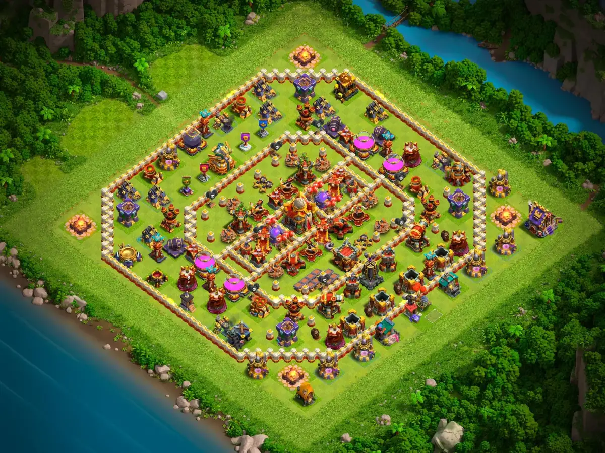TH16 Anti 2 Star Hybrid Base for Clash of Clans