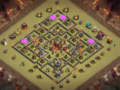 Layout TH10 Anti 2 Star War Base for Clash of Clans Legends