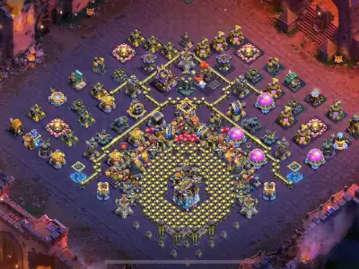Layout TH18 War Base for Clash of Clans with Anti 2 Star Core