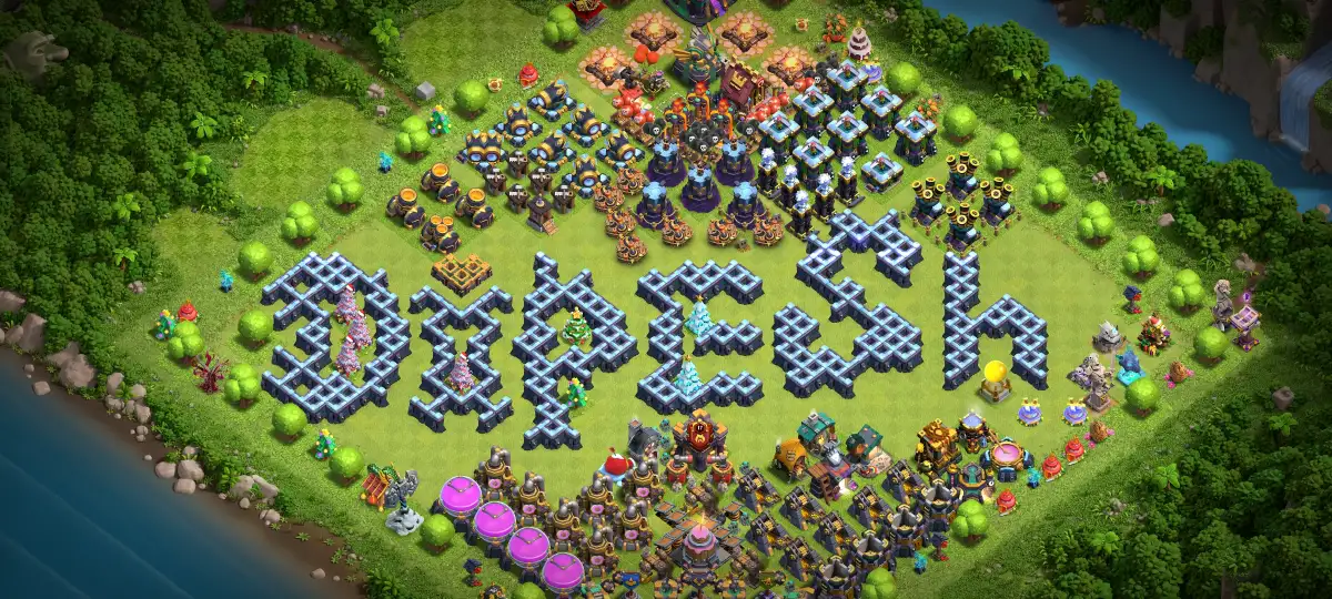 TH14 Troll Base Layout with Big Dress Art Copy Link