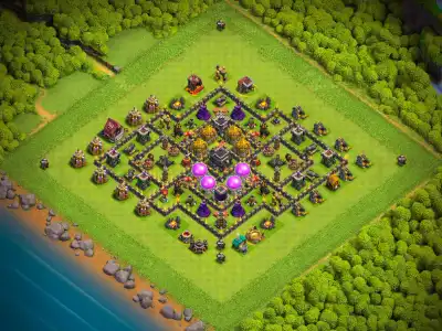 Layout TH9 Farming Base Copy Link | Safe Dark Elixir Ring Layout
