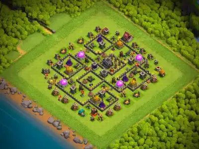 Layout TH9 Farming Base Copy Link | Safe Storages for Clash of Clans