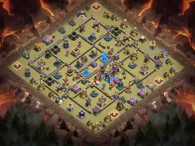 Layout TH18 War Base for Clash of Clans with Tough Town Hall Side