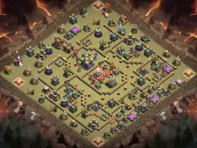 Layout TH14 War Base Anti 3 Star for Clash of Clans Copy Link
