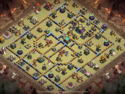 Layout TH14 War Base with Anti 2 Star Core and Copy Link