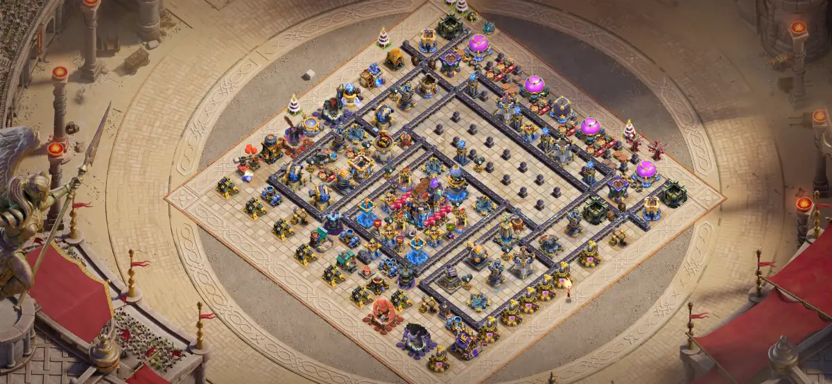 TH18 War Base with Offset Town Hall and Anti Air Pathing