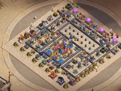Layout TH18 War Base with Offset Town Hall and Anti Air Pathing