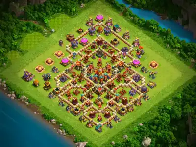 Layout TH16 Hybrid War Base Anti 2 Star Layout for Clash of Clans