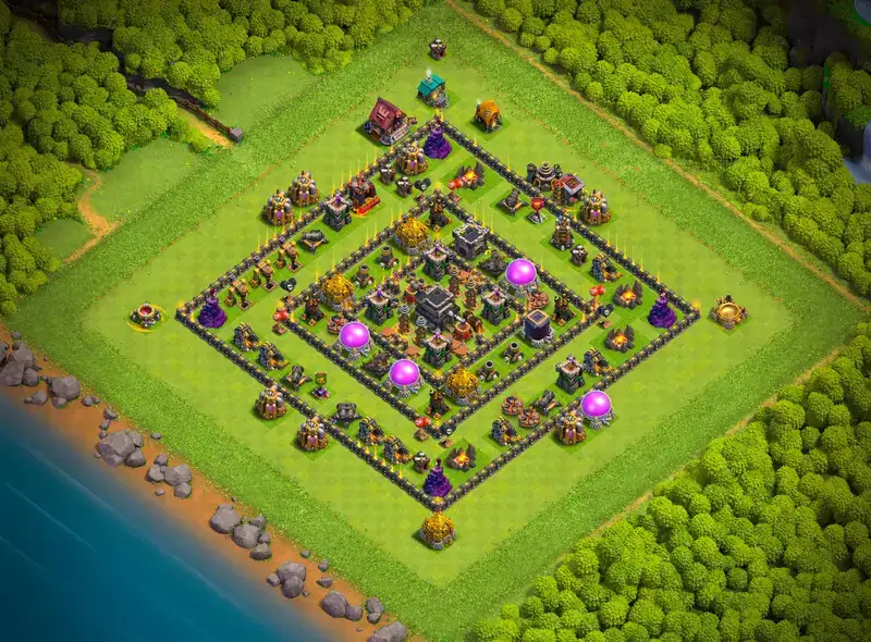 TH9 Hybrid Base Layout for Clash of Clans with Strong Core
