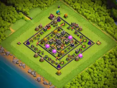 Layout TH9 Hybrid Base Layout for Clash of Clans with Strong Core