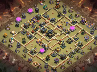 Layout TH17 War Base Anti 2 Star Ring Layout with Copy Link