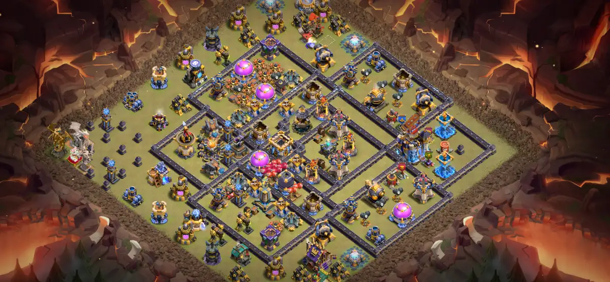 TH18 War Base with Offset Town Hall and Split Core