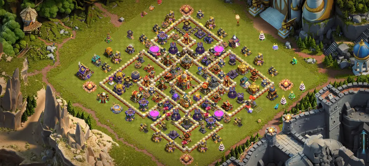 TH16 Anti 3 Star War Base Layout with Tough Core Pathing