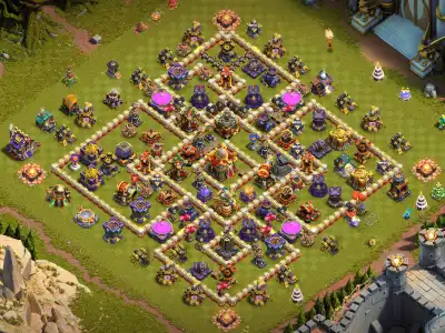 Layout TH16 Anti 3 Star War Base Layout with Tough Core Pathing