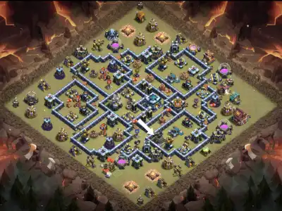 Layout TH13 War Base for Clash of Clans Anti 3 Star Copy Link