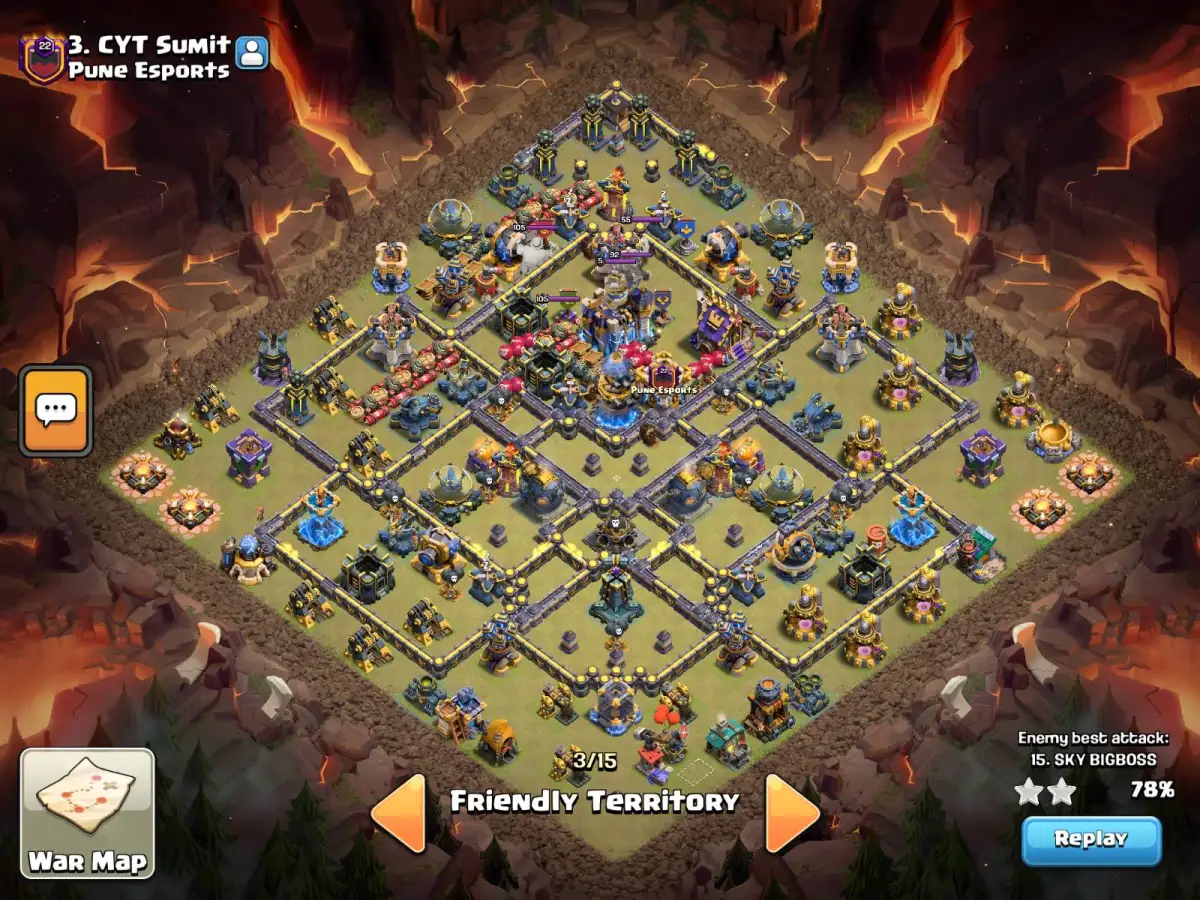 TH18 War Base Anti 2 Star Ring Style Layout Copy Link