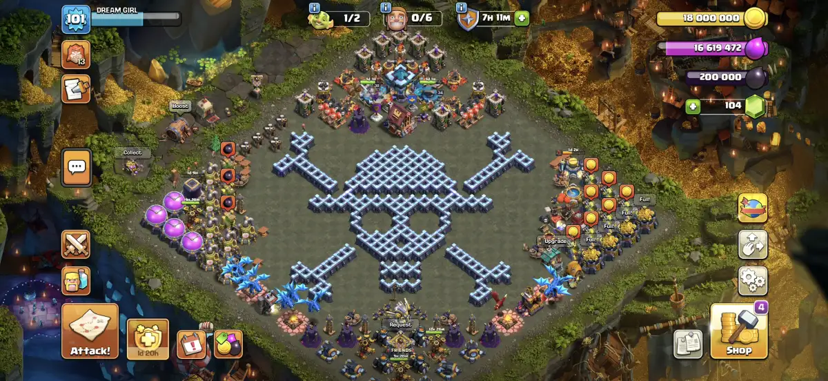 TH13 Troll War Badr Skull Base for CoC Anti 3 Star