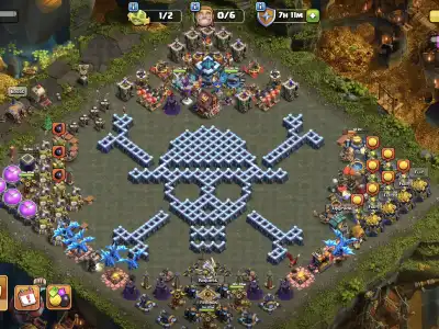 Layout TH13 Troll War Badr Skull Base for CoC Anti 3 Star
