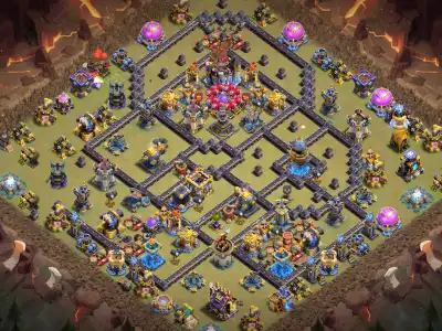 Layout TH18 War Base with Split Core and Offset Town Hall