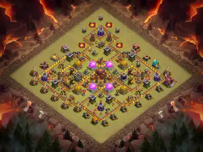 Layout TH10 War Base Anti 3 Star Ring Style Copy Layout