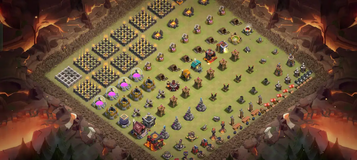 TH10 War Base Anti 3 Star Hybrid for Dragons Copy Link