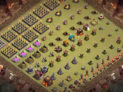 Layout TH10 War Base Anti 3 Star Hybrid for Dragons Copy Link