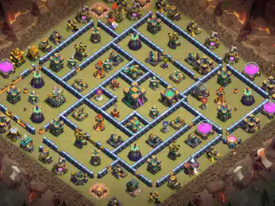 Layout TH14 War Base Anti 2 Star Layout for Clash of Clans
