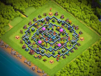 Layout TH13 Anti 3 Star Hybrid Base Layout for Clash of Clans