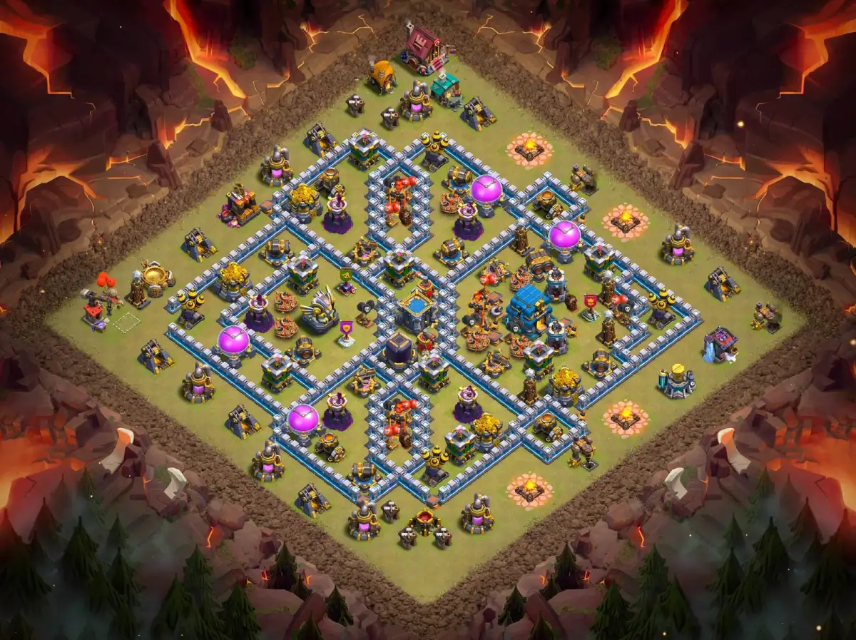 TH12 War Base Anti 3 Star Ring Style Layout Copy Link