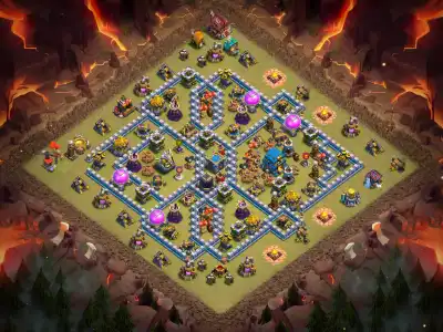 Layout TH12 War Base Anti 3 Star Ring Style Layout Copy Link