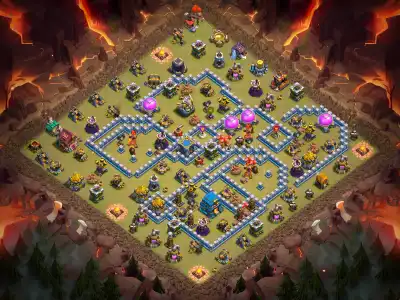 Layout TH12 War Base Anti 3 Star with Town Hall at 6 O’Clock