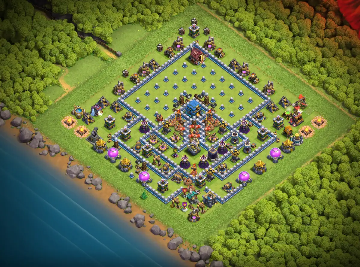 TH12 Hybrid Farming Base with Central Town Hall