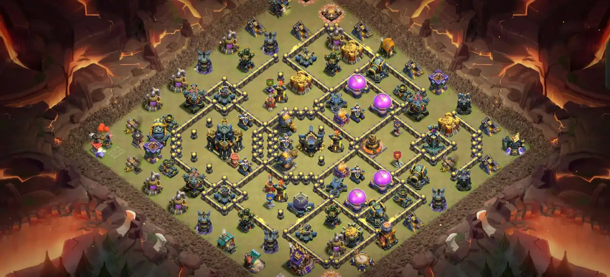 TH17 War Base with Tough Core and Split Town Hall Side